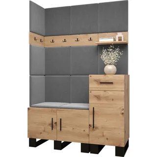 Garderobe ARTIN Set 10 mit gepolsterten Paneelen Industrial Design - Grau