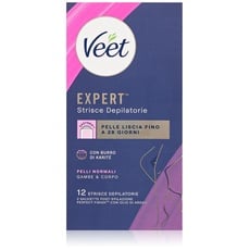 Veet Expert Mix Enthaarungsstreifen, Waxing für Beine und Körper für normale Haut (24 Streifen) und Achsel- und Bikinizone für empfindliche Haut (16 Streifen) + 7 Tücher nach der Haarentfernung