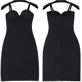 WEOKDFHA Figurformendes Damenkleid Damen Spaghettiträgerkleid, schlankmachende Shapewear in voller Länge, Slips, Rutschfester Saum, Push-Up, Skinny, Bodycon, mit Bügel-Cup, Schwarz(XL)