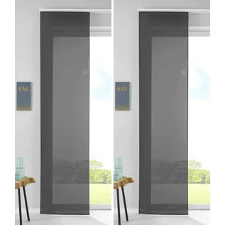 1er Set Schiebegardine Flächenvorhang Vorhang Gardine Voile HxB 245x60 cm Schwarz Komplett mit Paneelwagen Beschwerungsstange, 85589N (Packung mit 2)