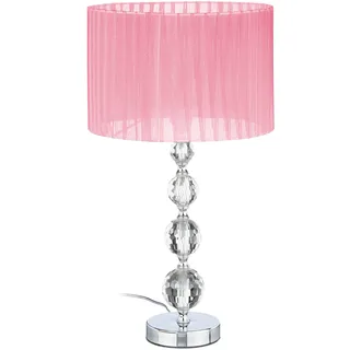 relaxdays Tischlampe Kristall in Rosa - Silber