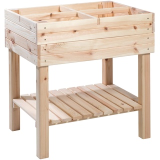 greemotion 130676 Hochbeet aus Holz, Blumenbeet für den Balkon, Kräutergarten hoch, Terrasse/Garten, Kiefer, Natur, 79 x 59 x 79 cm