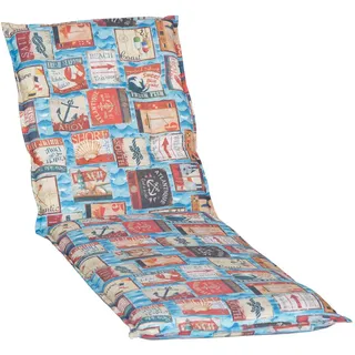 Gardenson Liegenauflage , Blau , Textil , Patchwork , Füllung: Schaumstoff, Fleece,Schaumstoff, Fleece , 58x8x191 cm , bügelfrei, formstabil, für den Außenbereich geeignet, wetterfest, mittels Bändern zu befestigen, mittels Gurtband zu befestigen , Gartenmöbel, Gartenpolster & Auflagen, Liegenauflagen