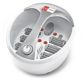 TZS First Austria - Fußbad mit Massagefunktion - 450W - 3 Einstellungen & 6 Massagerollen - Elektrisches Fußsprudelbad mit Heizfunktion - Griff & Aromabox