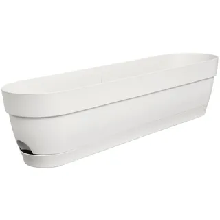 elho Vibia Campana balkonkasten 70cm Pflanztöpfe - Seidenweiß | L 18.2 x B 69 x H 17 cm | Integrierter Untersetzer