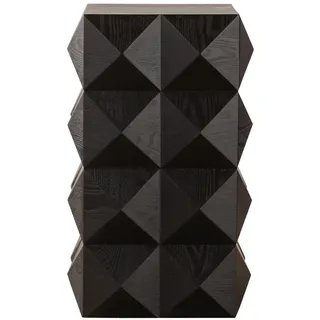 Redom Beistelltisch 37/37/60 cm Höhe mit Reliefstruktur und Retro-Design, Schwarz , Holzwerkstoff , 37x60x37 cm , Wohnzimmer, Wohnzimmertische, Beistelltische