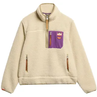 Superdry Vintage Retro Halbreißverschluss-sweatshirt - Oatmeal beige - S