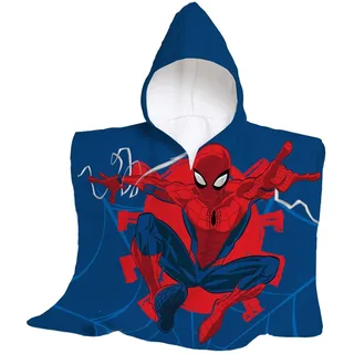 hermet, Disney, Spiderman, Strandtuch mit Kapuze, Maxi-Poncho für Kinder, 60 x 60 cm, Badetuch für Strand oder Pool, 100% weiche Baumwolle