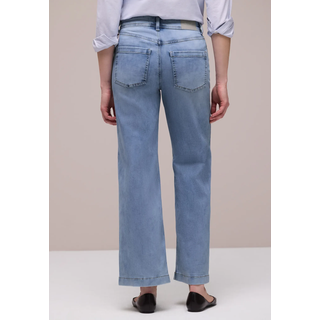 High-waist-Jeans STREET ONE "Style Emee", Damen, Gr. 27, Länge 26, light blau wash, Denim/Jeans, Obermaterial: 63% Baumwolle, 25% Polyester, 10% Viskose, 2% Elasthan, unifarben, loose fit lang, Jeans High-waist-Jeans, mit weitem Bein und Viskose mit Stretch