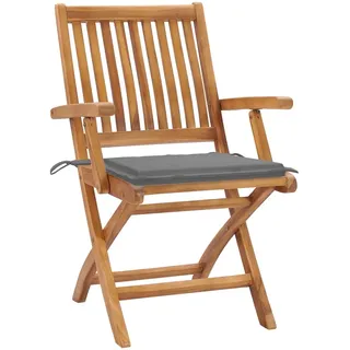 vidaXL Gartenstühle 2 Stk. mit Grauen Kissen Teak Massivholz - Grau