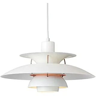 Hobaca Minimalistische UFO-Deckenbeleuchtung - Nordische Hängeleuchten Pendelleuchte - L 30 cm B 25 cm Schirm Eisen Pendelleuchte E27 Sockel Deckenleuchte für Esszimmer, Bar und Wohnzimmer, Weiß-Rosa