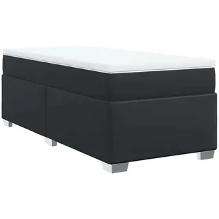 vidaXL Boxspringbett mit Matratze Schwarz 90x200 cm Kunstleder - Schwarz