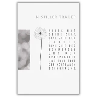 Bsb Trauerkarte zur Beerdigung - liebevolle Beileidskarten mit Umschlag - Trauerkarte hochwertig mit Pusteblumen-Motiv - Herzliches Beileid Karte Trauer - Kondolenzkarte in 11,5 x 17,0 cm