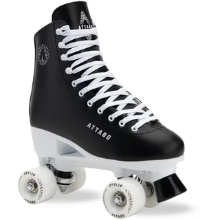 attabo Serena Damen Rollschuhe in Eco Leder, ABEC-3 Lager, PP Rahmen und Aluminium Kufe, 54×32 mm PU 82A Räder, TPU Bremse, Klassische Schnürung, Sicher und Stylisch Größe 36 (Schwarz, 37)
