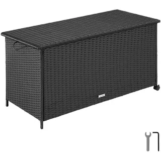 tectake Auflagenbox Kuusamo, 116 x 54 x 64 cm, schwarz , Schwarz , Kunststoff , Rechteckig , 54x64x116 cm , Gartenzubehör, Kissenboxen