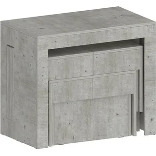 Tisch- und Stuhlset Dadamoni, Mehrzweckkomposition, Set mit Konsole und 2 ausziehbaren Bänken, 100 % Italy, 66 x 25 x 45 cm, Zement - Grau