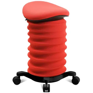 Topstar Sitness 4D mit Rollen - AGR-Zertifiziert Dynamischer Sitzhocker schwarz - coralrot, ergonomischer Bürohocker - höhenverstellbar - stärkt den Rücken - entlastet die Bandscheiben