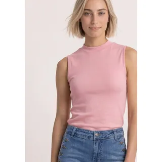 Shirttop STREET ONE, Damen, Gr. 42, rosa (vintage blush), Web, Obermaterial: 63% Modal, 37% Polyester, unifarben, körpernah hüftbedeckend, Rundhals, Tops Shirttop, Sommer-Top im Silk-Look mit Turtle Neck
