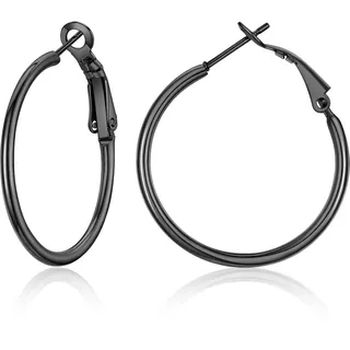 Suplight Damen Creolen Groß Ohrringe 30/50/60/70/100mm Edelstahl/18k vergoldet/schwarz Ohrschmuck Accessoire für Frauen Mädchen mit Geschenkbox