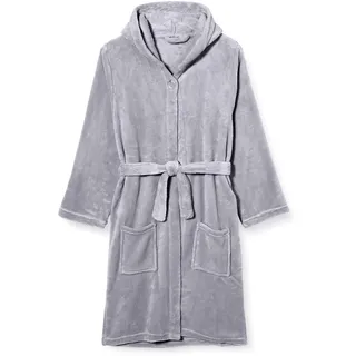 Playshoes Unisex Kinder Fleece-Bademantel Morgenmantel, grau, 146/152