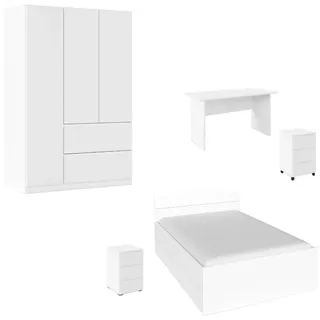 Rauch "Komplettzimmer Schlafzimmer-Set (5-St.) Jugendzimmer-Set JOEL", Set, 5 Stk. tlg. Bett 2 Breiten,Nachttisch,Tisch,Rollcontainer,Schrank MADE IN GERMANY,