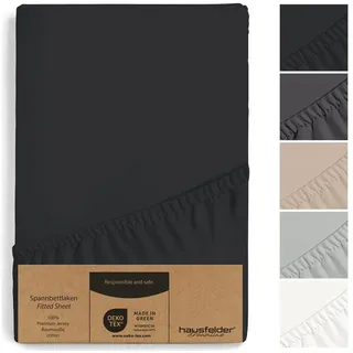 Hausfelder Spannbettlaken Jersey-Baumwolle 180 x 200 - 200 x 200 cm Schwarz
