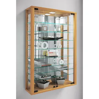 VCM Wandvitrine Glasvitrine Vitrosa Mini Spiegel 59 x 18 x 0 cm Braun