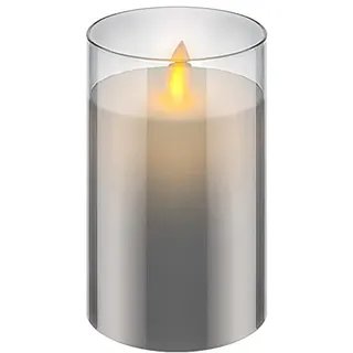 goobay LED Echtwachskerze im Glas 12,5 cm grau