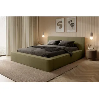 Polsterbett Doppelbett OMAHA 140x200cm Komplettset Stoff Euphoria Forest - Grün