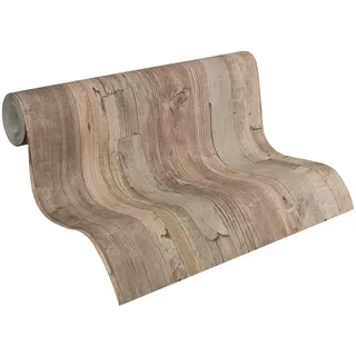 A.S. Création Vliestapete Best of Wood`n Stone 2nd Edition Tapete in Holz Optik fotorealistische Holztapete 10,05 m x 0,53 m beige braun Made in Germany 954053 95405-3