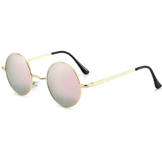 JoXiGo Sonnenbrille Herren Damen Polarisiert UV400, Runde Metall Rahme Klassische Retro Brille