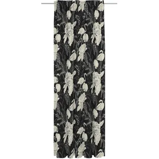 Vorhang ADAM "Eden" Gr. 5, schwarz-weiß (weiß, schwarz), B:142cm H:255cm, Jacquard, Baumwolle, Gardinen, Vorhang, aus 100% Bio-Baumwolle