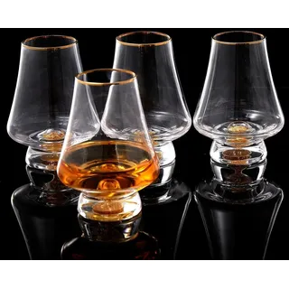 Whisky Gläser 4er Set 235ml Kristall Whiskey Snifter Glas 24K Blattgoldflocken