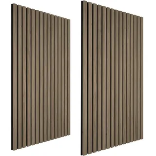 tectake Akustikpaneele 2er Set Sonic Wall, je 60 x 120 x 2, 1 cm, Größe flexibel anpassbar, Eiche dunkel , Wildeiche , Holz , 60x2.1x120 cm , Tapeten & Wandverkleidungen, Akustikpaneele