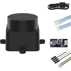 WayPonDEV DTOF D300 360-Grad-2D-Laser-Entfernungssensor-Kit, 10-Hz-Scanrate und 12-m-Distanz-Lidar-Scannermodul für intelligente Hindernis-/Roboter-/Maker-Ausbildung im Innen- und Außenbereich