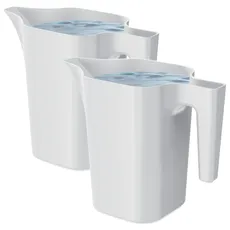 PECZEKO Gießkanne 1,8 Liter für Haus & Garten - aus robustem Kunststoff - giesskanne zur einfachen Bewässerung von Blumen, Pflanzen und zimmerpflanzen 2er-Set (2 pack) Weiß