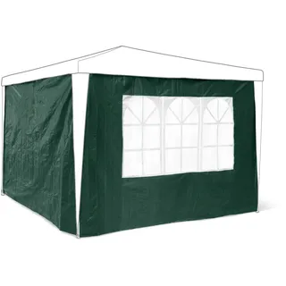 Relaxdays Pavillon-Seitenteile 2-er Set für 3 x 3 m Pavillons Seitenwand mit Fenster für Gartenpavillon und Faltpavillon 2 Teile mit Klettverschluss als Windschutz und Sichtschutz für Partyzelt, grün