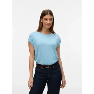 Vero Moda Rundhalsshirt »VMAVA PLAIN SS TOP GAJRS NOOS« Materialmix, regular fit, blau