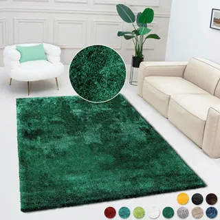 Bruno Banani Teppich »Dana Teppich, besonders weich und kuschelig, Kundenliebling« rechteckig 30 mm Höhe uni, Mikrofaser Teppiche, Wohnzimmer, Schlafzimmer, Esszimmer, grün