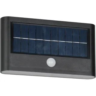 Reality Leuchten LED Wandleuchte Außen Ramos R24746232, Kunststoff Schwarz matt, 8 Watt LED, Hybrid Solar/Akku, Dämmerungssensor, Bewegungssensor