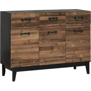 Livetastic Sideboard , Naturfarben, Schwarz , Metall , Tanne,Tanne , massiv , 2 Fächer , 3 Schubladen , 120x90.5x41 cm , Fsc , Holzmöbel, Kommoden Holz, Sideboards Holz