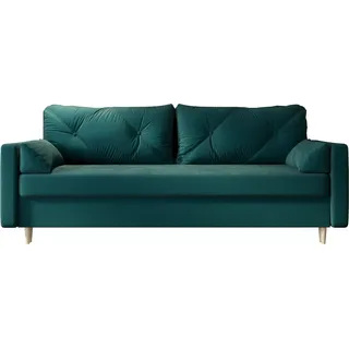 Roe Furniture | Schlafsofa - ASTRA - 228x88 cm - Türkis - Mit Bettkasten und Relaxfunktion - Sofa - Sofabett - Türkis