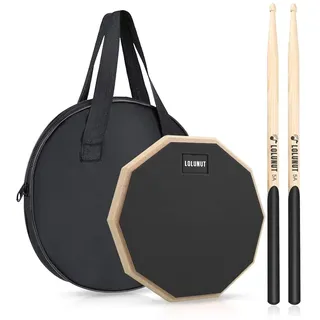 Dumb Drum Practice Pad, 2-seitig leises Übungspad, weicher Gummi, Holzsockel, mit Massivholz-Drumsticks und Übungspad Aufbewahrungstasche