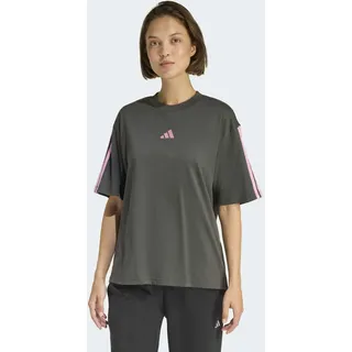 T-Shirt ADIDAS SPORTSWEAR "W 3S SJ BF T", Damen, Gr. XS, grau (grau six, st tropic bloom), Obermaterial: 100% Baumwolle, normal, Rundhals, Shirts T-Shirt, Kurzarmdesign, mit Rundhalsausschnitt, gerader Abschluss