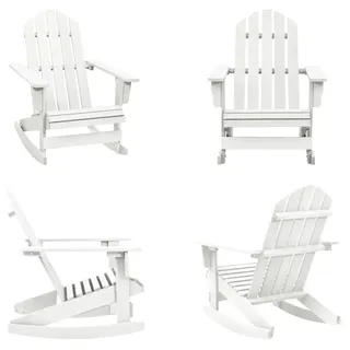 vidaXL Garten Schaukelstuhl Holz Weiß - Schaukelstuhl - Schaukelstühle - Garten-Schaukelstuhl - Garten-Schaukelstühle - Weiß