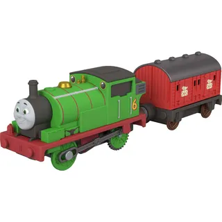 ​Thomas & Friends von Fisher-Price Batteriebetriebener Spielzeugzug, Batteriebetriebene Lok Percy mit Postwagen, Klassische Figuren aus der Serie, JLL46