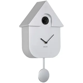 Karlsson Wanduhr , Silberfarben , Kunststoff , 21.5x41x8.5 cm , Schlagwerk , Dekoration, Uhren, Wanduhren
