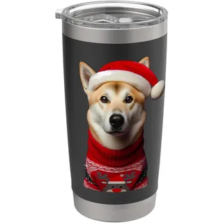 Kanaan Hund mit Weihnachtsmannmütze, Weihnachtsbesitzer, Liebhaber, Mutter, Papa Doppelwandiger Edelstahl-Thermobecher