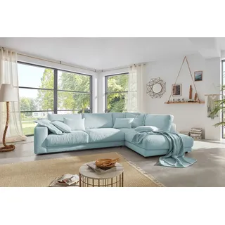 KAWOLA Ecksofa Madeline Cord Recamiere rechts hellblau