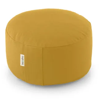 basaho WHEEL Zafu Meditationskissen Yogakissen | Bio-Baumwolle | Buchweizenschalen | Abnehmbarer und waschbarer Bezug (Senfgelb)